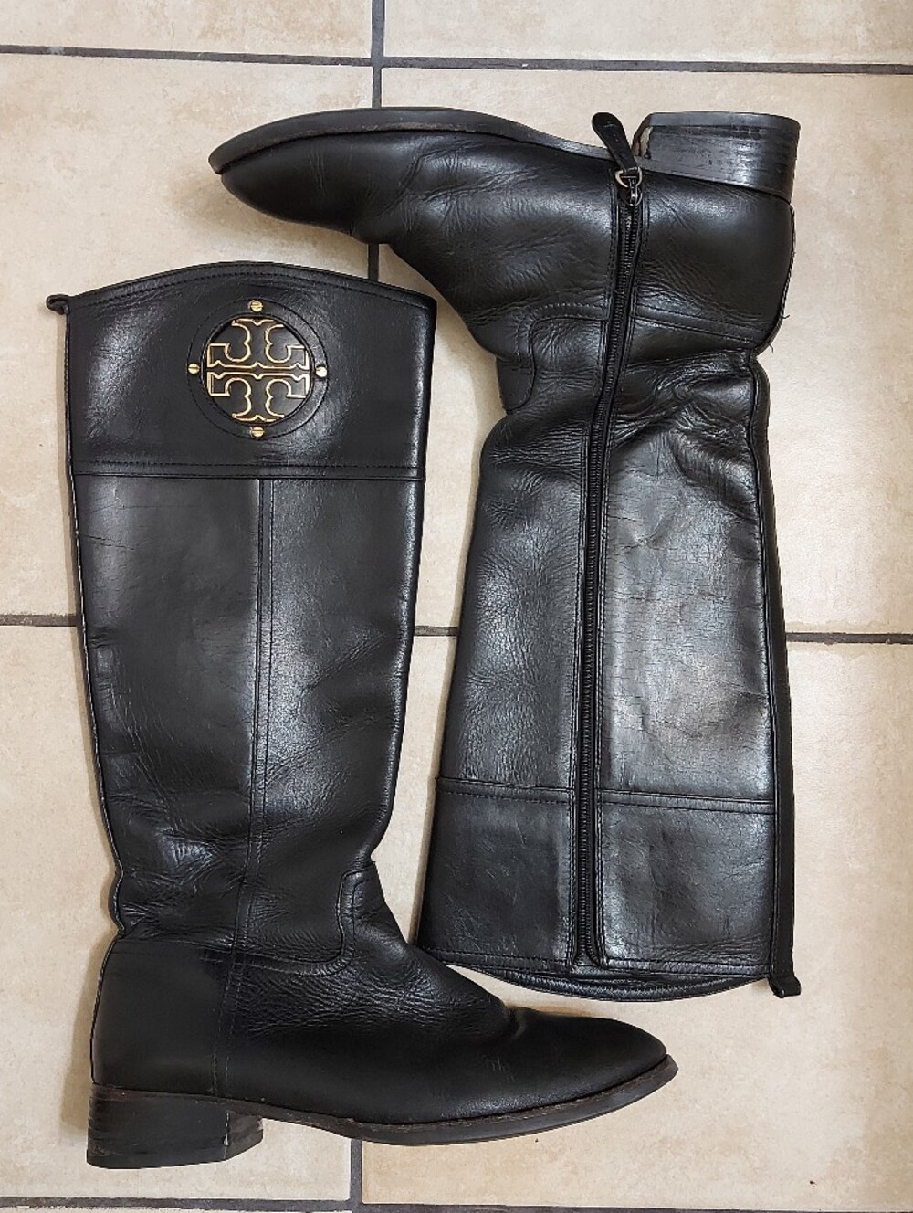 Tory Burch Black Leather Riding Boots